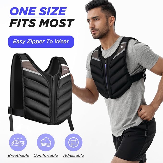 Weighted Vest for Women Men,10lb/15lb/20lb Weight Training Vest for Workout,Rucking Vest with Reflective Stripe,Body Weight Vests for Strength Training,Running,Walking,Weightlifting