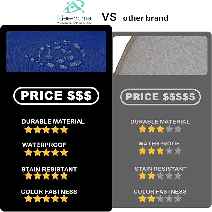 idee-home Outdoor Bench Cushion Waterproof, Bench Cushions for Outdoor Furniture, Patio Porch Swing Replacement Seat Pad with Ties for Garden Backyard, 45 x 18 Inch Navy Blue