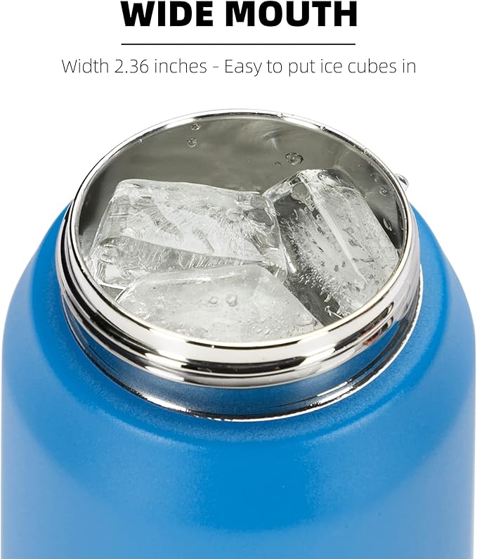 Fanhaw 24 Oz Stainless Steel Insulated Sports Water Bottles with Straw for Kids, Men and Women (Sky Blue)