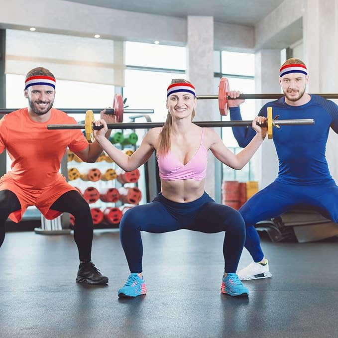 Bememo 12 Pcs Sweatbands Sport Headbands for Men & Women Basketball Headband Sport Competitions Sweat Headbands Running Terry Cloth Moisture Wicking for Yoga,Tennis,Gym,Exercise