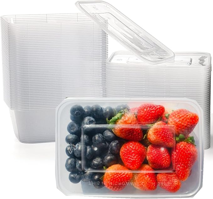 Meal Prep Containers,50 Pack 1 Compartment Food Storage Containers with Lids,Disposable Bento Box Reusable Plastic Lunch Box Kitchen Food Take-Out Box Microwave Dishwasher Freezer Safe(34 oz)
