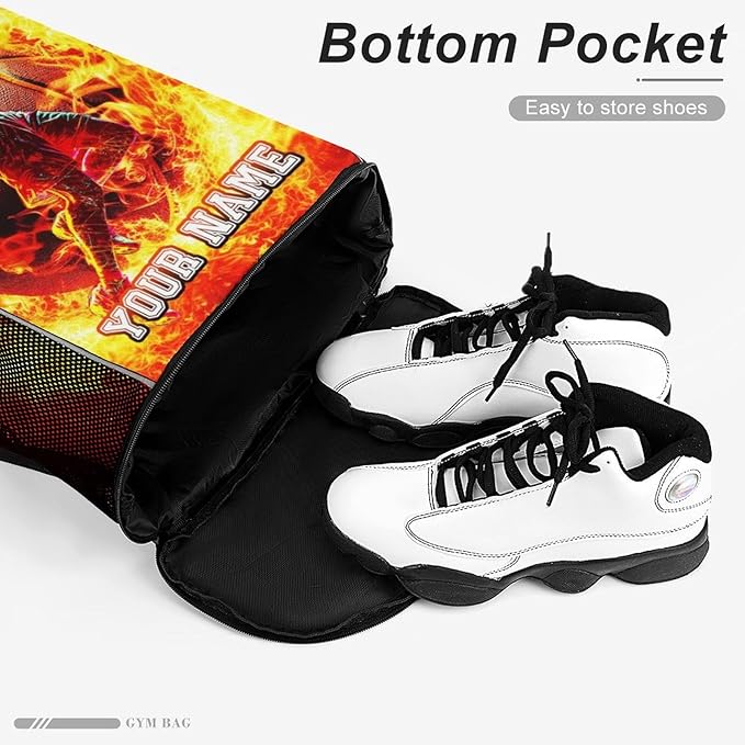 Custom Basketball Drawstring Backpack - Cool Cinch Sack, String Backpacks with Pocket for Kids Women Men Boys Girls for Gym Outdoor Sports Travel Athletic Drawstring Bag - Lightweight/Foldable