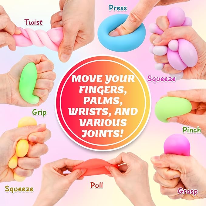 120 Pack Stress Balls, Slow Rising Stress Balls for Kids Adults, Stretchy Fidget Ball for Stress Relief, Hand Therapy Sensory Squishy Ball, Classroom Prize Box Party Favors