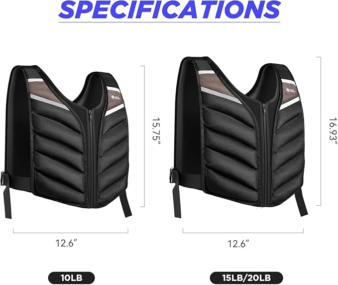 Weighted Vest for Women Men,10lb/15lb/20lb Weight Training Vest for Workout,Rucking Vest with Reflective Stripe,Body Weight Vests for Strength Training,Running,Walking,Weightlifting
