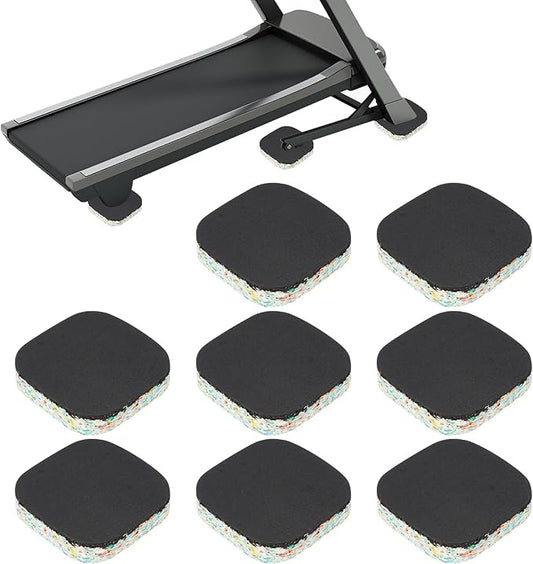 PATIKIL 8 Pcs Treadmill Mat Pads, 4x4x0.8 High Density Foam Anti Vibration Pad Sound Proof Floor Mat Exercise Equipment Mat for Carpet Protect Noise Reduction Home Gym, Black