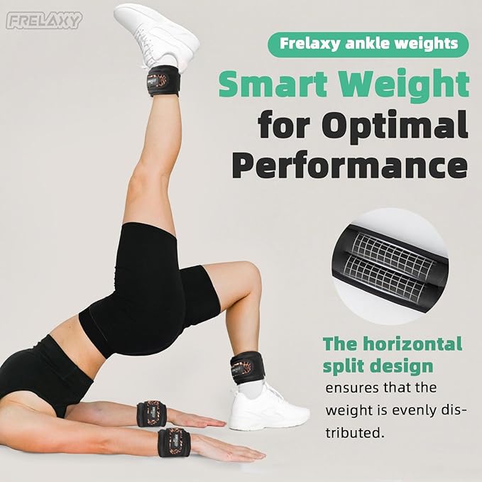 Frelaxy Ankle Wrist Weights for Women Men Kids, Comfy& Adjustable Leg Arm Weights Set for Walking, Gym, Yoga, Pilates, Dance, Cardio & Strength Training 1lb 2lbs 3lbs 1 Pair