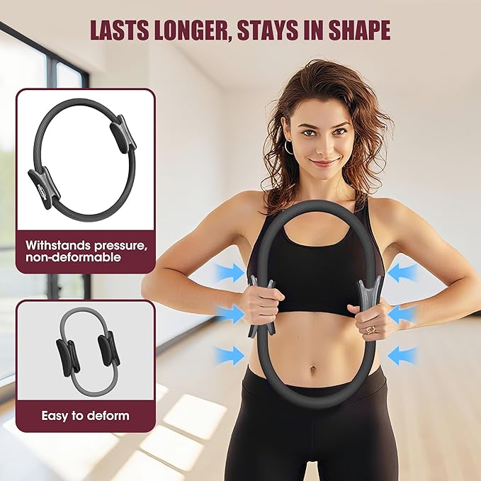 Pilates Ring Set - 14" Magic Circle with Yoga Ball & Resistance Bands – Home Workout Equipment for Women, Toning & Core Sculpting Essentials Kit