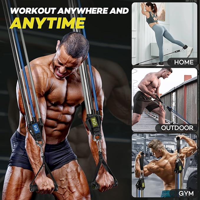 Heavy Resistance Bands for Working Out, NITEEN Resistance Bands with Handles Weight Exercise Bands for Men Women, Workout Bands with Door Anchor and Ankle Straps Strength Training Equipment