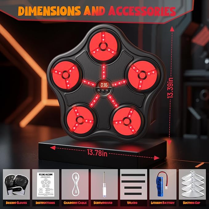 Cool Boxing Machine Toys for Kids Aged 3-12, Wall-Mounted Smart Bluetooth Punching Bag, Boxing Training Equipment with Boxing Glove, Birthday Gifts for 3 4 5 6 7 8 9 10 11 12 Year Old Boys