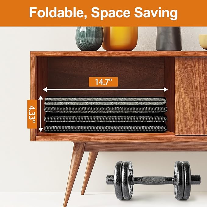 HOVSCO Foldable Treadmill Mat Non-Slip Exercise Bike Mat, 1/4" Thick, 30"x63" Waterproof Walking Pad for Carpet, Hardwood Floors, Workout, Indoor Bikes, Fitness Equipment, Home Yoga