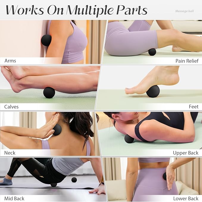 Massage Lacrosse Balls for Myofascial Release,Yoga Deep Tissue Massage,Trigger Point Therapy and Foot Plantar Fasciitis,Muscle Soreness Massager Ball (2 Packs) (Black)