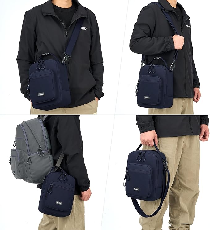 Insulated Lunch Bag with Adjustable Shoulder Strap, Lunch Box for Women Men, Reusable Portable Lunchbox for Office Work Picnic (Navy Blue)