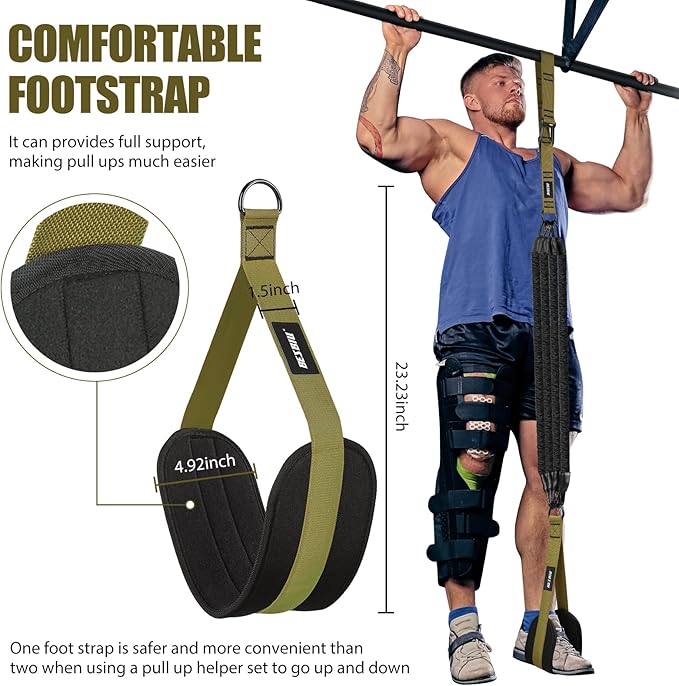 Pull Up Assistance Bands 260lbs, Heavy Pull Up Bands Resistance Bands for Pull Ups Working Out with Feet Rest, Pull Up Bar Bands Assistance Bands Strength Training Workout Equipment, Height Adjustable