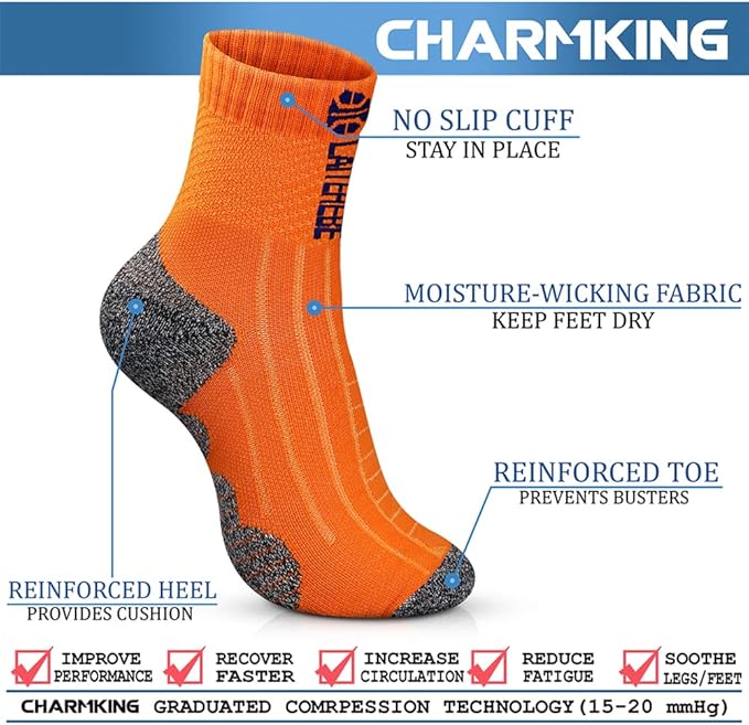 CHARMKING Compression Socks for Women & Men Circulation 15-20 mmHg is Best for Athletic Running Cycling Nurse Daily Wear