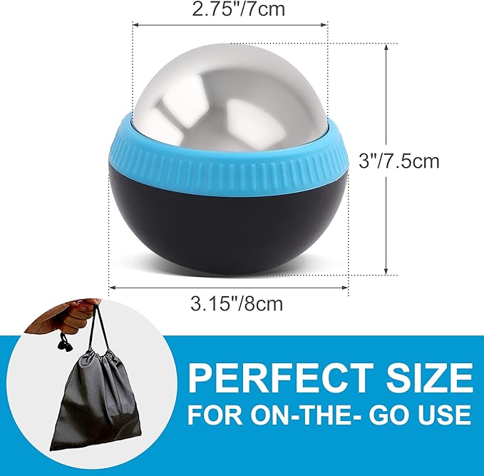 Cold Massage Roller Ball, Set of 2, Cryosphere Ice Therapy Ball for Body Muscle Relief, Roller Massager for Back, Neck, Deep Tissue, Foot Plantar Fasciitis, Myofascial Release