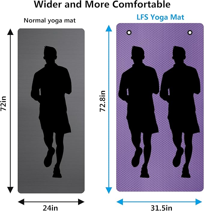 LFS Yoga Mat 72.8" x 31.5" x 2/5 inch Thick With Strap and Bag, Extra Wide Workout Mat for Women and Men, Non Slip Exercise Mat for Home Outdoor Yoga, Pilates, Stretching, Floor & Fitness Workouts