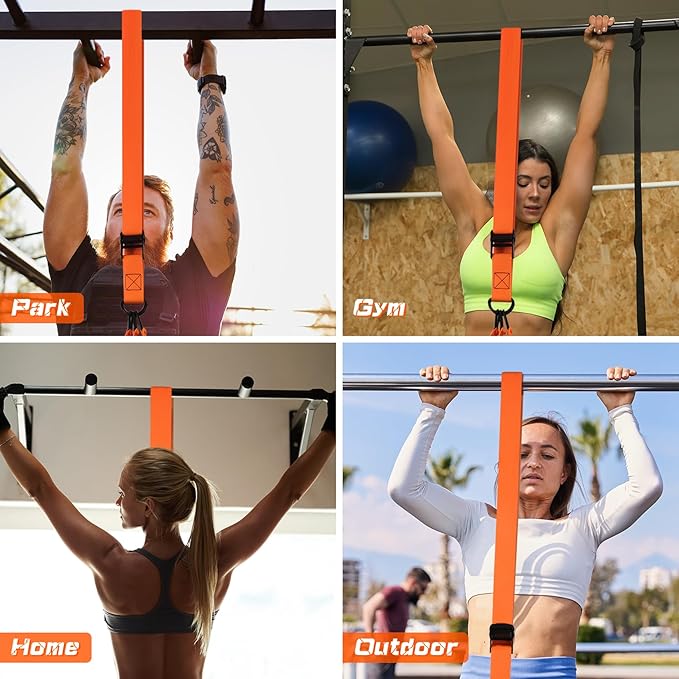 Pull Up Assistance Bands, 225 LBS Heavy Duty Resistance Bands with Feet Rest, Height Adjustable Exercises Assist Band for Strength Training Workout Equipment Home Gym Pull Up Bar Accessories