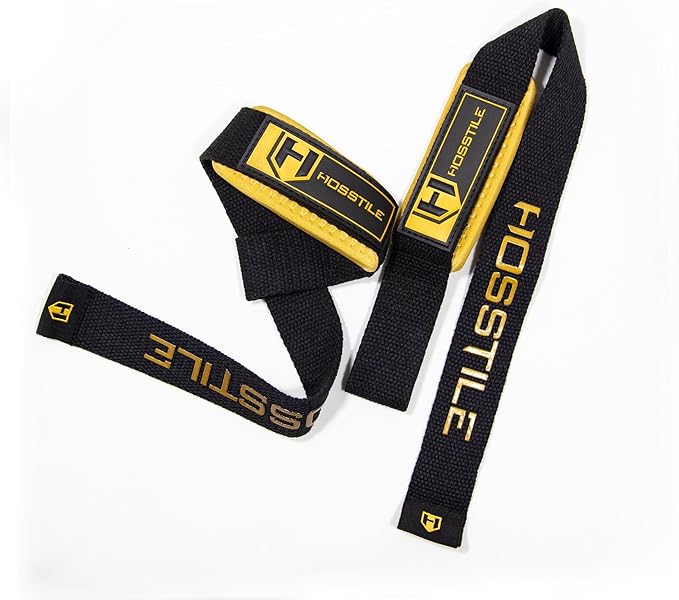 HOSSTILE Padded Lifting Wrist Straps (Pair) - Reinforced Neoprene Support for Powerlifting, Bodybuilding, Gym Workouts, Strength Training, Deadlifts & Fitness Workouts - Extra Long, Durable, Adjustable