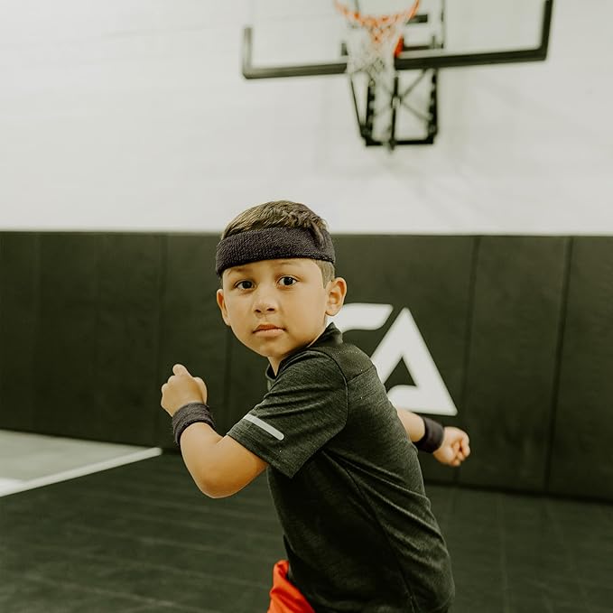 Suddora Sweatbands for Kids, Moisture Wicking 2 Wristbands and 1 Headband Set, Soft and Skin-Friendly Fabric, Moisture-Wicking Athletic Sweat Bands for Basketball, Baseball, Soccer