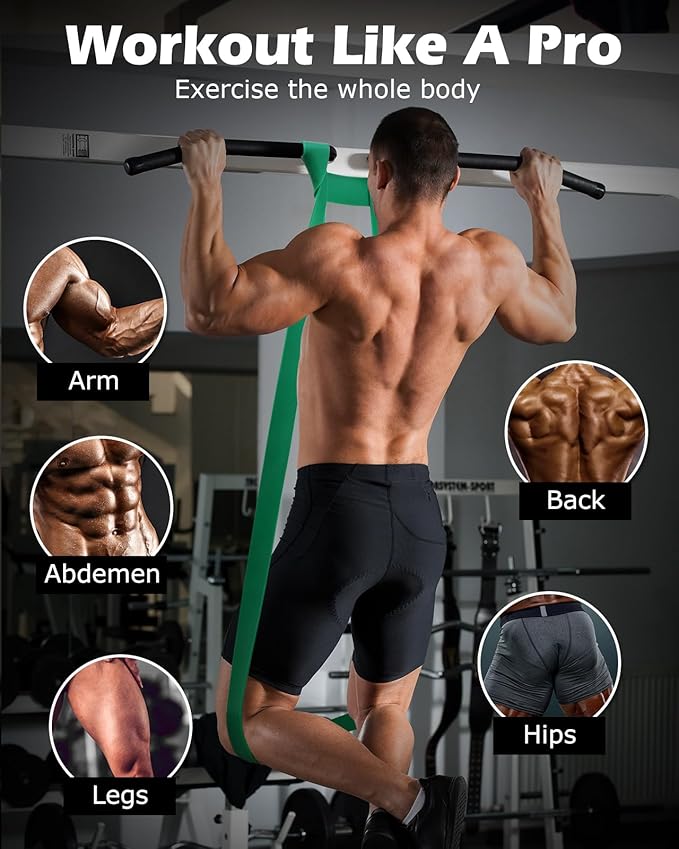 Zacro Resistance Bands, 6 Resistance Levels Pull Up Assistance Bands, Exercise Bands for Men&Women, Heavy Duty Resistance Band Set with Door Anchor, for Working Out, Muscle Training, Physical Therapy