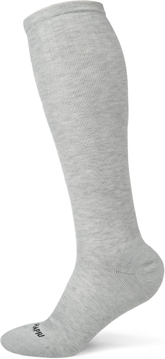 HAPIU Merino Wool Easy On Compression Socks for Women & Men, 15-20 mmHg, Plus Size Knee High Stocking for Nurses, Pregnancy, Travel, Flight, Medias de Compresión Mujer