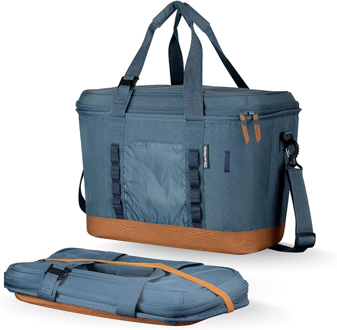 CleverMade Collapsible Insulated Cooler Bag – Leakproof Soft Folding Cooler for Beach, Travel, Car