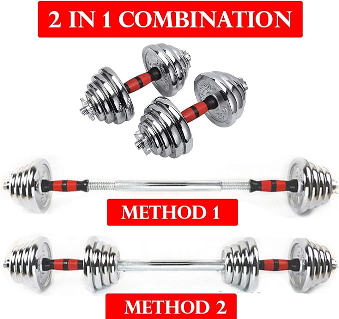 Cast Iron Adjustable Dumbbell Barbell Set (110LB/66LB/44LB), Weight with Connecting Rod 2 in 1 Home Body Workout Exercise Equipment for Men and Woman…