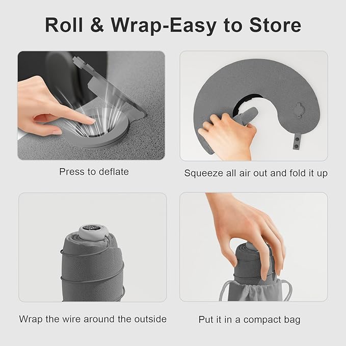 Inflatable Massage Travel Pillow for Airplane, Inflatable Travel Pillow with 6 Massage Modes and Compact Bag, U Shaped Neck Pillow for Airplane, Traveling, Train, Car, Sleeping, Office