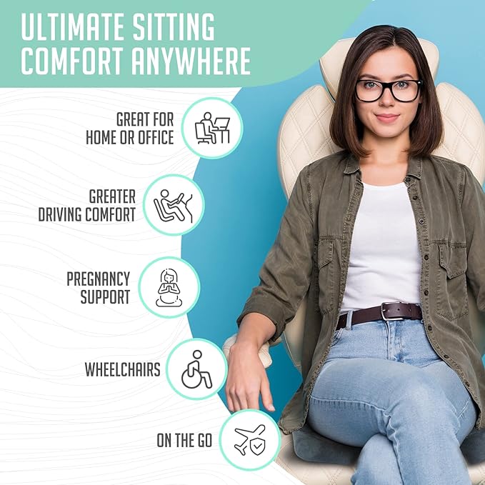 Foldable Sit Bone Seat Cushion - for Sit Bone Pain, Hip, Butt, Ischial Tuberosity, Hamstrings, and Sciatica Pain Relief - for Home, Office, and Driving…