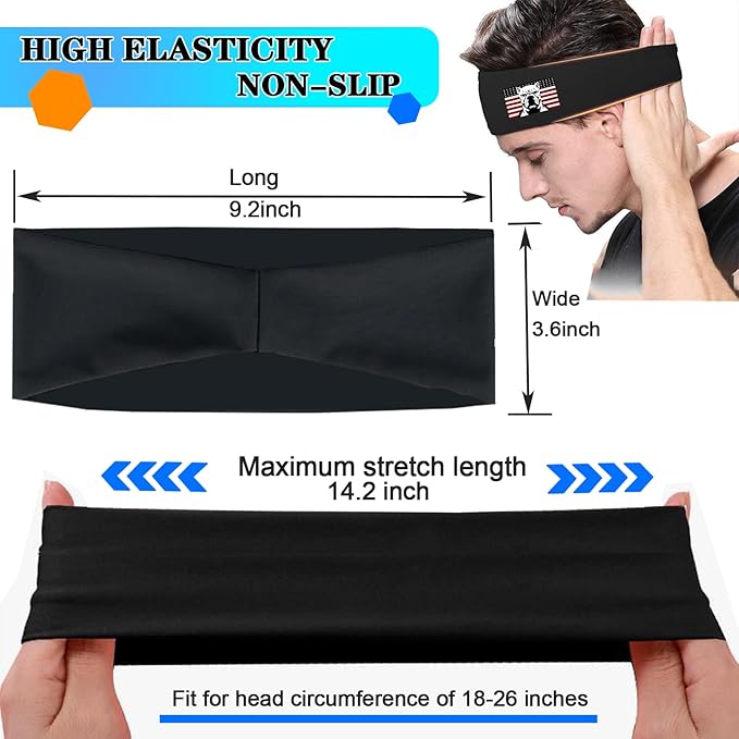 Headbands for Men Women 3pcs Sports Sweat Bands Headbands Men Sweatbands Workout Running Headband for Mens