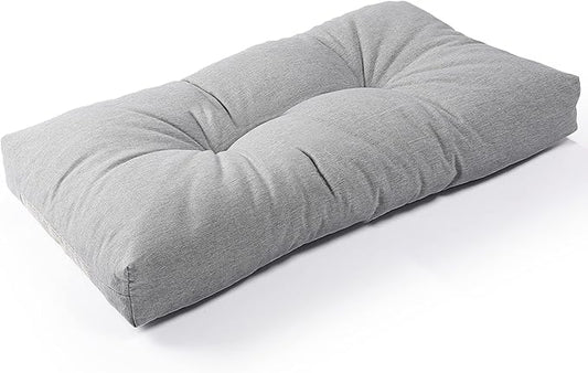 SUNROX LokGrip Non Slip Tufted Memory Foam Bench Cushion, FadeShield Water Resistant Durable Thicken Outdoor/Indoor Bench Seat Pads 27x12x4 inch, Heather Grey