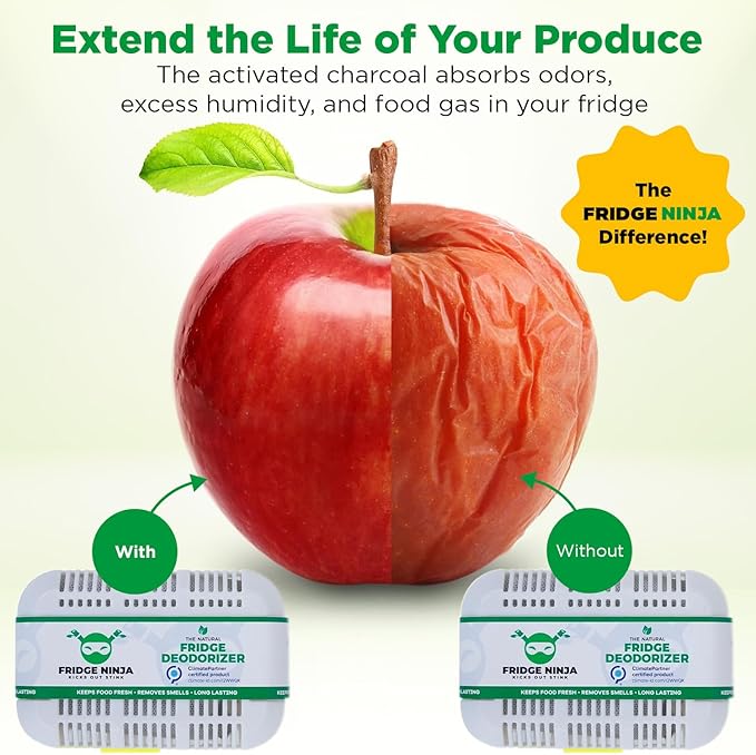 XL Pack of Refrigerator Deodorizer Odor Eliminator – Better than Baking Soda - Refrigerator and Fridge Smell Eliminator – Freezer Deodorizer Odor Eliminator for Refrigerators, Coolers, and Lunch Boxes