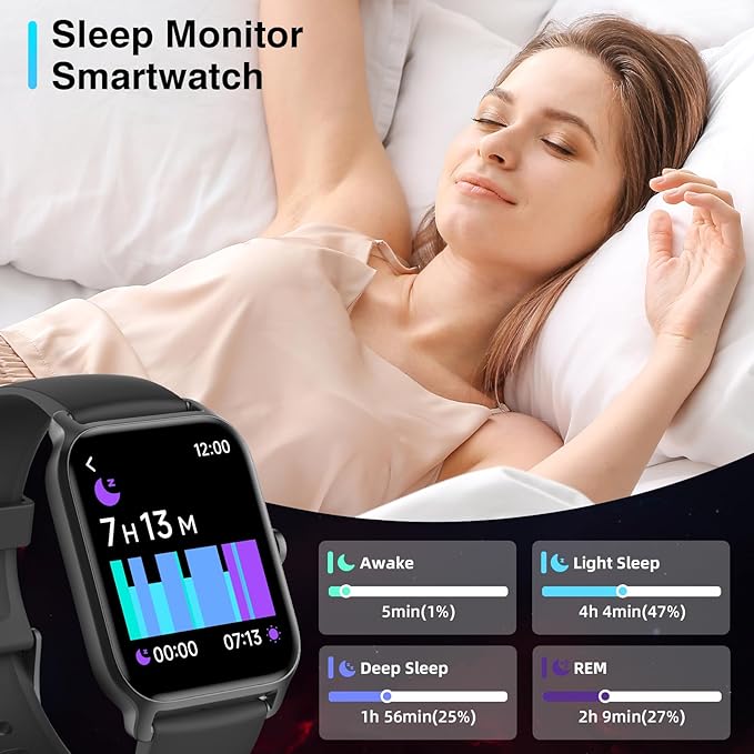 Smart Watches for Women Men, 2025 Smartwatch 1.8'' Alexa Fitness Tracker Smart Watch Compatible for Android iPhone with Bluetooth Call (Answer/Make), IP68 Waterproof Heart Rate/Sleep/SpO2 Monitor 110+