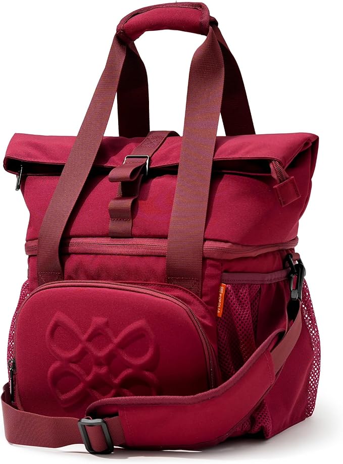 Dual Compartment Insulated Lunch bag, with 2 Leakproof Compartments & Roll-top, 13L lunchbox for work (Burgundy)