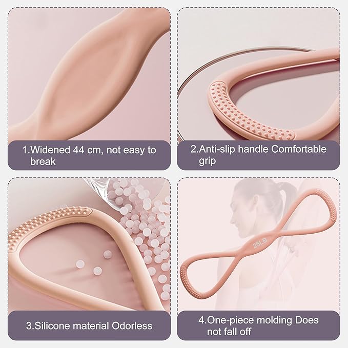 Luminous Resistance Bands, 8 Shaped Exercise Bands, with Handles Band for Arms, Back, Shoulder Stretch, Resistance Bands Women Men, Gift for Yoga Lover/Beginner, Not Break