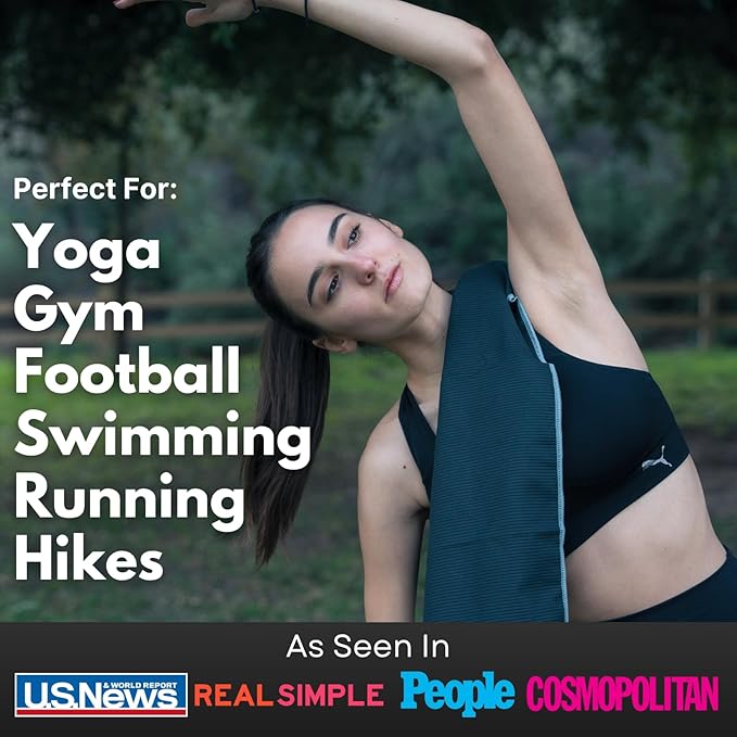 ECCOSOPHY Microfiber Beach Towel – Quick Dry Gym Towel, Highly Absorbent with Ribbed Texture, Lightweight – Ideal for Travel, Pool, Yoga, Fitness & Outdoor Adventures – 40x20 Black