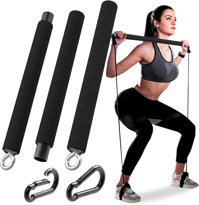 Portable Resistance Band Bar - Steel Resistance Bar for Resistance Bands - Resistance Bar for Working Out - Dual Cable Machine Bar - Straight Bar Cable Attachment - Adjustable from 38" to 26"