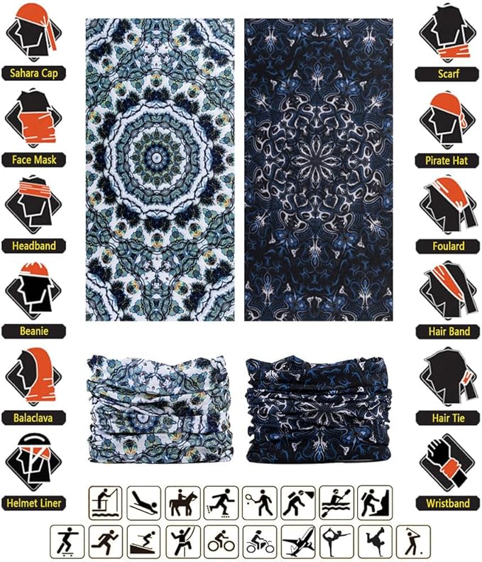Headband Neck Gaiter Head Wrap Headwear Face Mask Magic Scarf Bandana for Men and Women