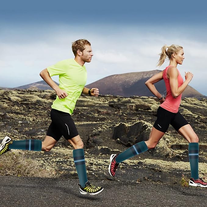 fenglaoda Compression Socks Women Men 6 Pairs, Knee High Best Support Circulation Socks for Running, Travel, Flight, Nurse