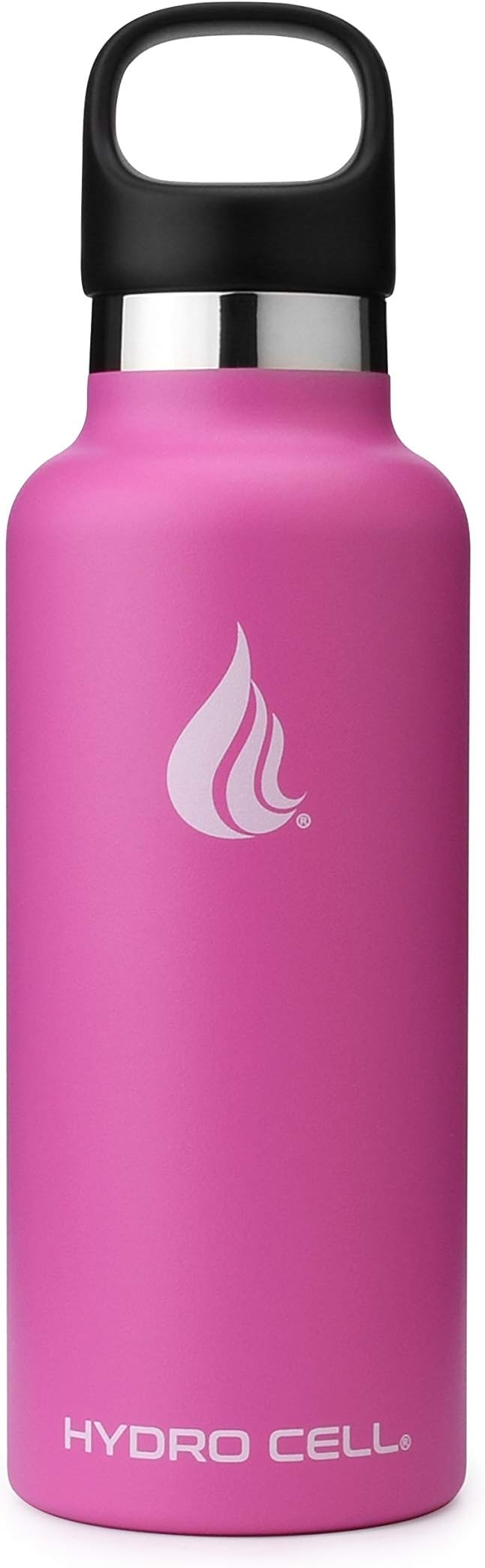 HYDRO CELL Stainless Steel Water Bottle with Straw & 2 Standard Mouth Lids (32oz 24oz 20oz 16oz) Keeps Liquids Hot or Cold w/Double Wall Vacuum Insulated Leak Proof Sport Design (Fuchsia 20oz)