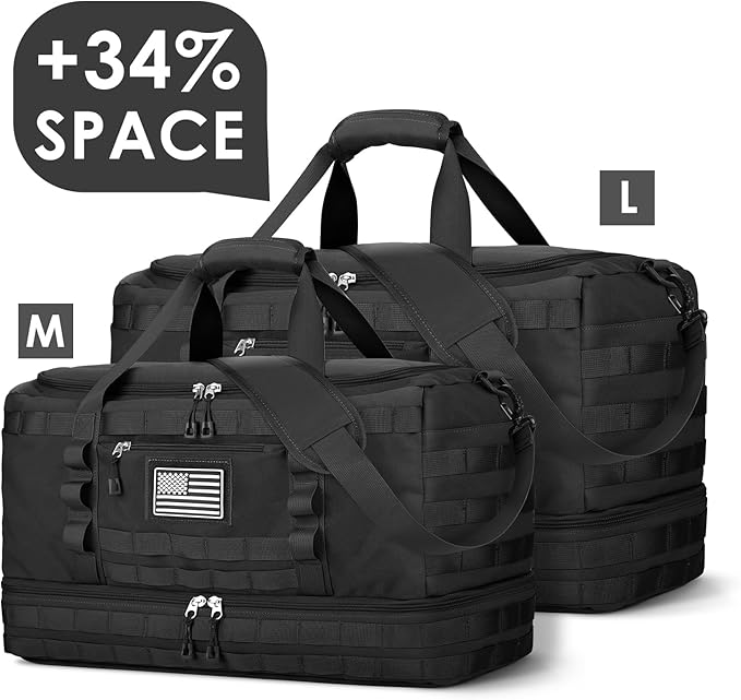 ETRONIK Travel Bag for Men Women, Gym Bag & Tactical Duffle Bags for Travel, Carry on with Toiletry Bag and Shoe Compartment, Weekender Overnight Trip with Wet Pocket for Workout Medical, Black