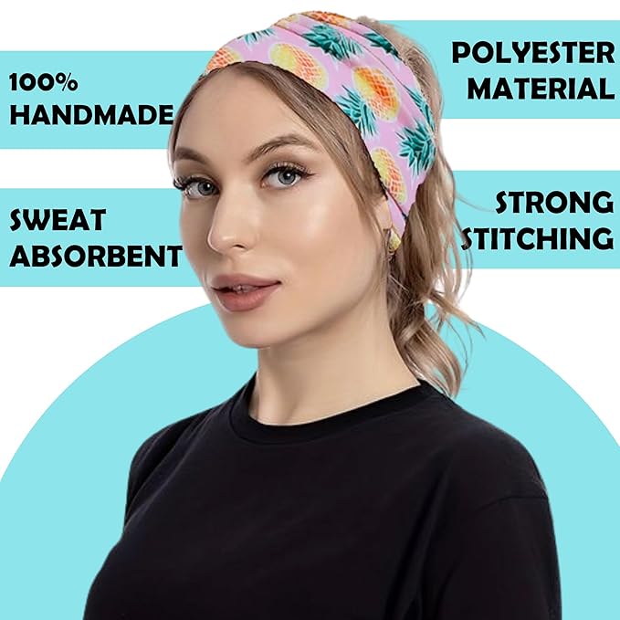 LOTUS78, Pack of 6 Wide Headbands for Women Non Slip, Fashionable Sports Hair Bands for Women's Hair, Soft Elastic Stretchy Head bands, Yoga Workout Headbands for Women Daily Fashion (Tropical)
