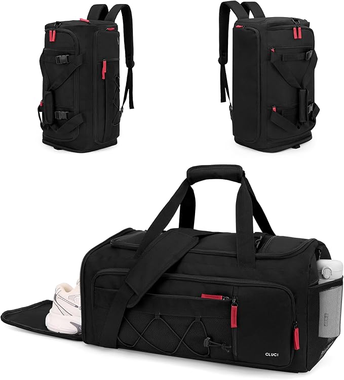 CLUCI Gym Bag for Men & Women, 35L Sports Duffle Bag for Travel,4 in 1 Weekender Bag,Overnight Backpack with Shoe Compartment,Carry on Duffel Bag for Airplane