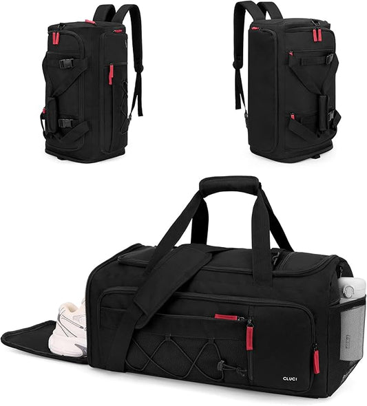 CLUCI Gym Bag for Men & Women, 35L Sports Duffle Bag for Travel,4 in 1 Weekender Bag,Overnight Backpack with Shoe Compartment,Carry on Duffel Bag for Airplane