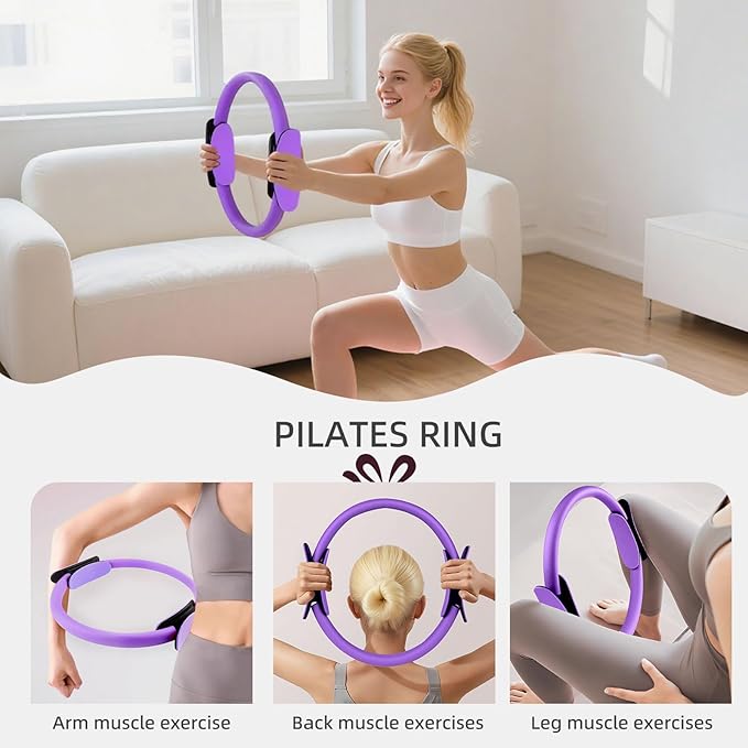 Pilates Kit for Women, Home Pilates Equipment Set with Pilates Ring and 2 Ball, 5 Resistance Bands, Yoga Block,Full Body Core & Flexibility Training,14-in-1 Portable Durable At Home Pilates Kit