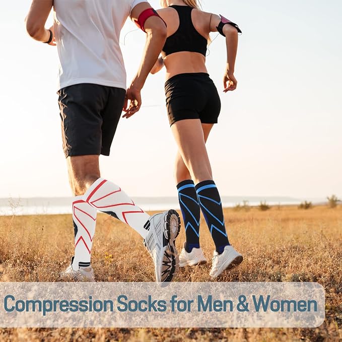 Compression Socks for Men & Women 20-30 mmHg Knee High -Best Support for Medical, Athletic, Sports, Travel (1/2Pairs)
