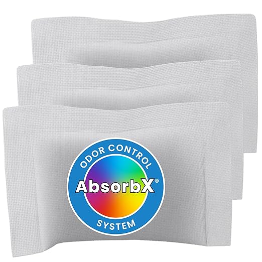 iTouchless Official Trash Can Deodorizer AbsorbX 3-Pack All Natural Activated Charcoal Odor Absorber Stops Garbage Smells, Air Freshener Compost Bin Filter for 8 Gal & Larger Trashcan with Compartment