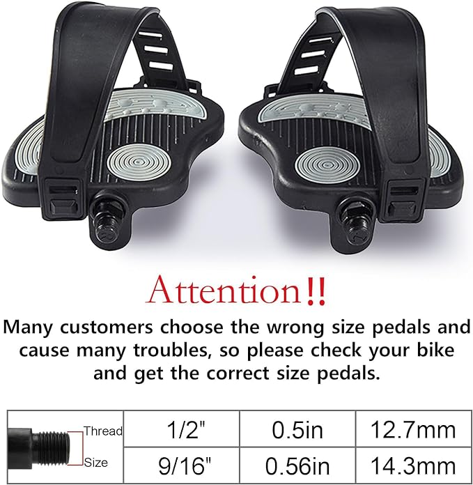 Exercise Bike Pedals with Straps for Peloton Bike, Spin Cycling Bike, Indoor Exercycle Bike, Stationary Recumbent Bicycle Replacement Parts