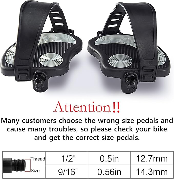 Exercise Bike Pedals with Straps for Peloton Bike, Spin Cycling Bike, Indoor Exercycle Bike, Stationary Recumbent Bicycle Replacement Parts