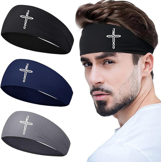 3Pcs Men Sports Headbands Sweat Bands for Men Women Sweatbands
